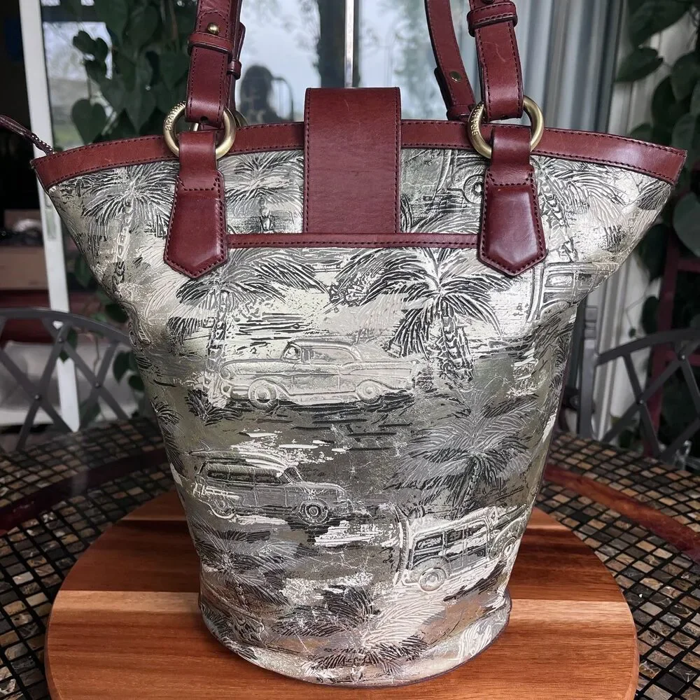 Brahmin RARE Limited Edition Jessie Vintage Copacabana Metallic Leather Tote